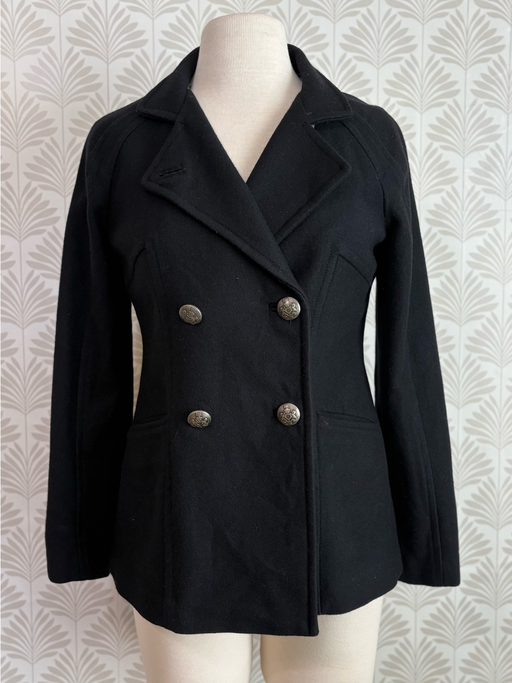 Banana Republic Black Double-Breasted Peacoat